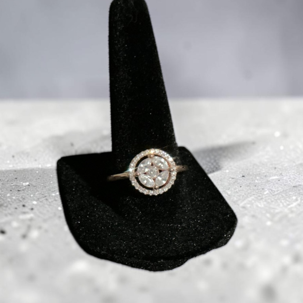 Rose Gold Over 925 Sterling Silver Marquise and Round CZ Halo Ring Size 8.5